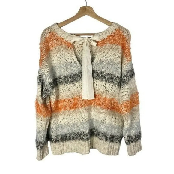 Anthropologie Meadow Rue Petite Kennedy Stripe Eyelash Knit Pullover Sweater SP - Picture 3 of 4